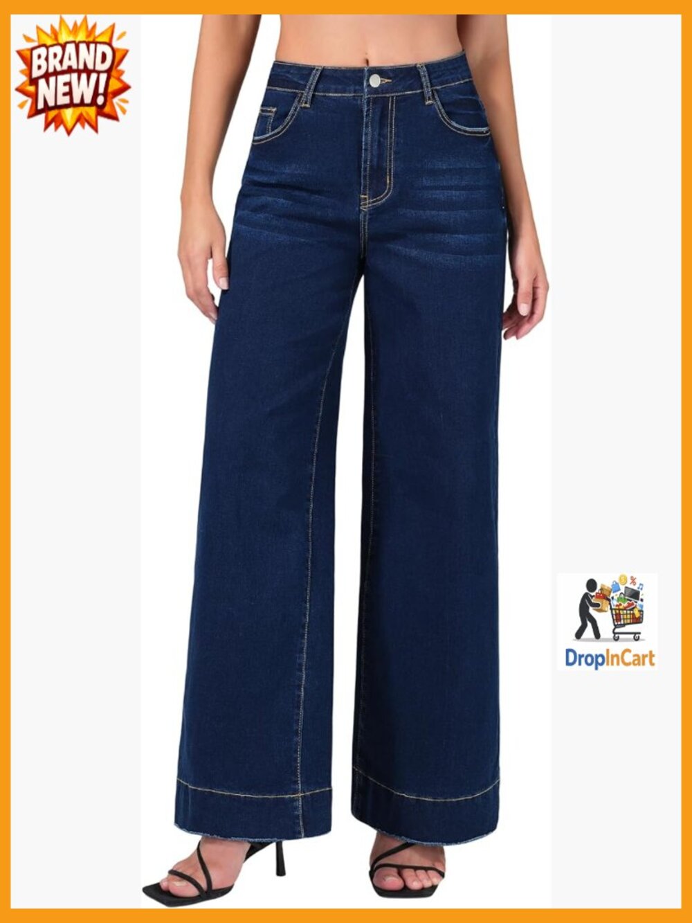 Wide Leg Jeans with Stretch High Waisted Baggy Loose Fit Vintage Y2K Denim Pants